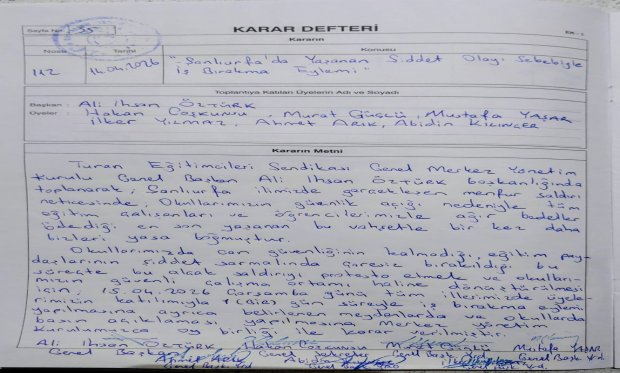 BASIN AÇIKLMASI: EĞİTİMDE ŞİDDETE SON,CAN GÜVENLİĞİMİZ İÇİN İŞ BIRAKIYORUZ!